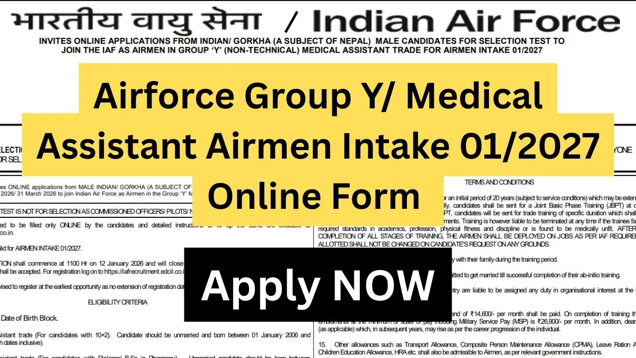 Airforce Group Y/ Medical Assistant Airmen Intake 01/2027 Online Form