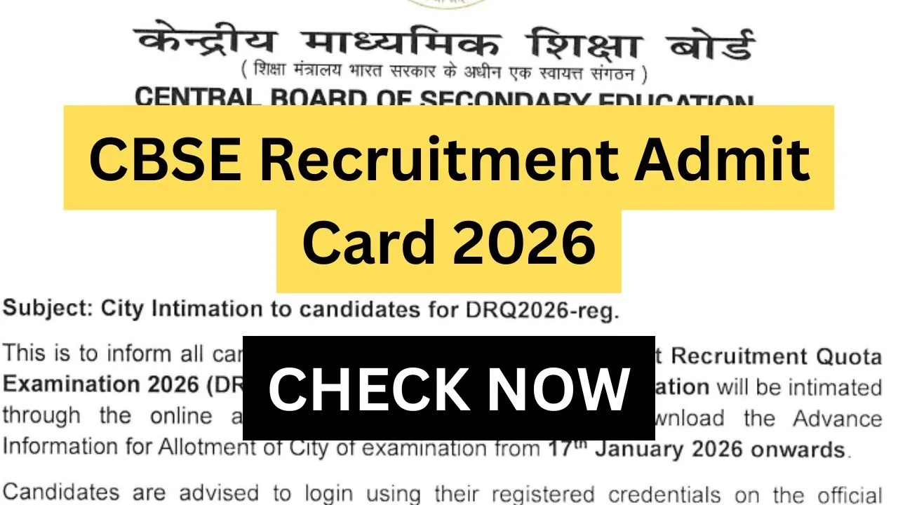 CBSE Recruitment Admit Card 2026