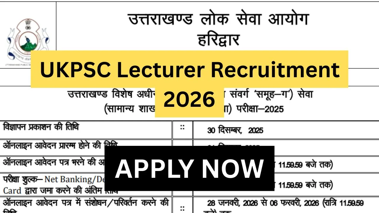 UKPSC Lecturer Recruitment 2026