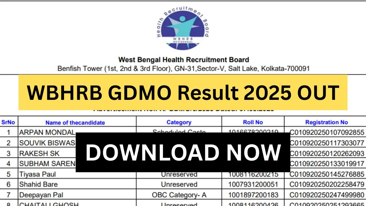 WBHRB GDMO Result 2025 OUT